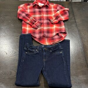 GAP Red Checkered Old Navy Shirt and Gap Navy Jeans